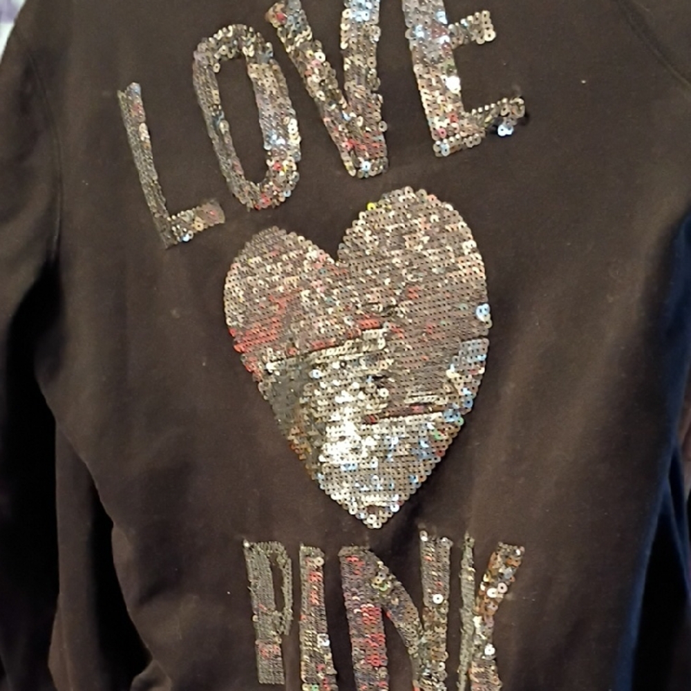 PINK Victoria's Secret Black Sequin Sweatshirt